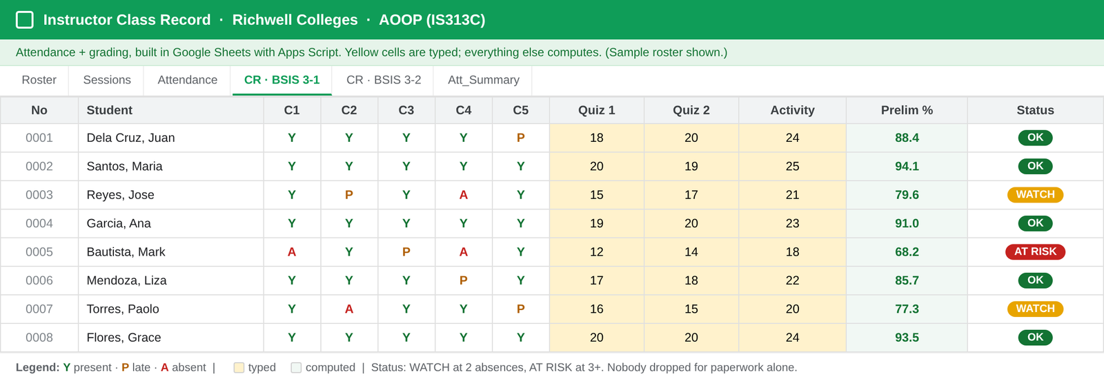 Instructor Attendance & Grading System